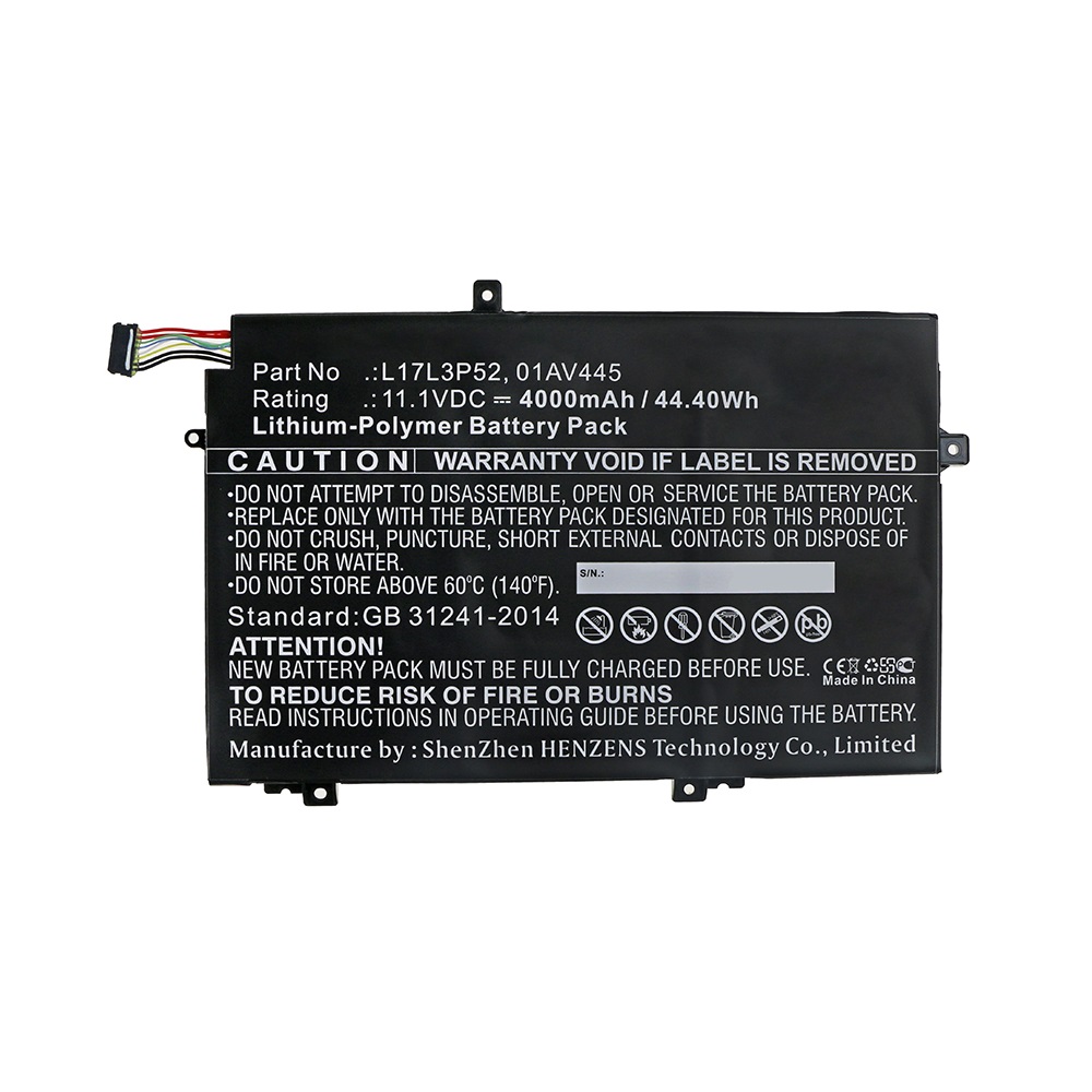 Synergy Digital Laptop Battery, Compatible with Lenovo L17L3P52 Laptop Battery (Li-Pol, 11.1V, 4000mAh)