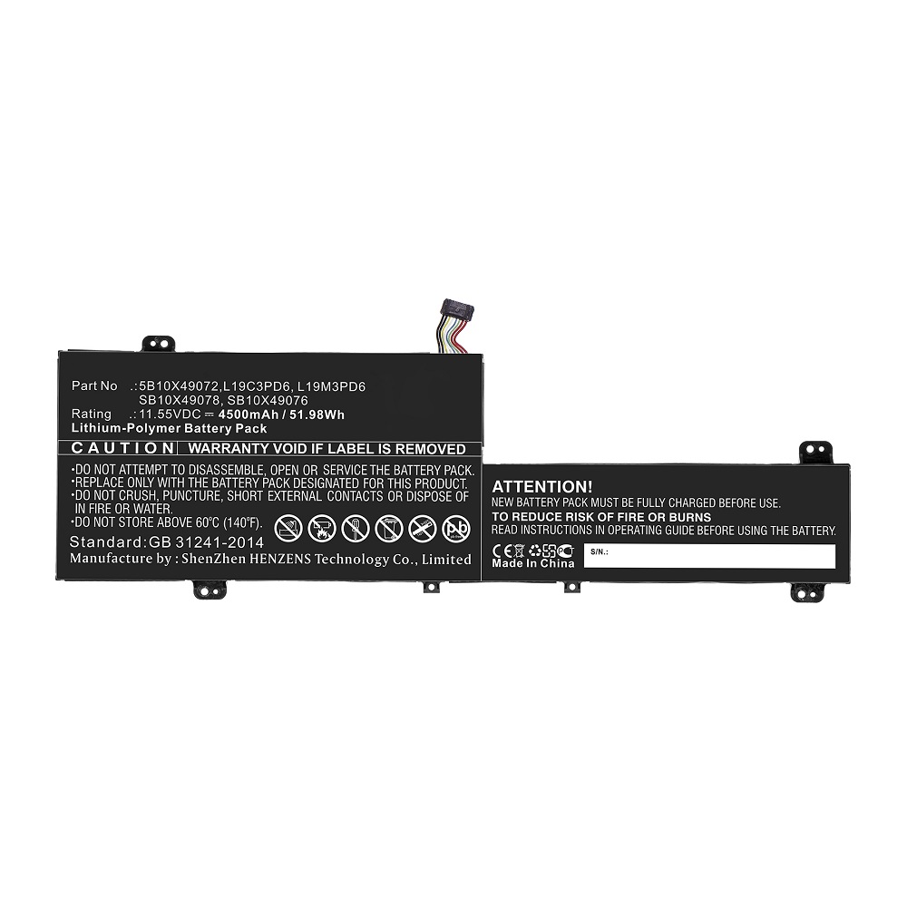 Synergy Digital Laptop Battery, Compatible with Lenovo L19C3PD6 Laptop Battery (Li-Pol, 11.55V, 4500mAh)