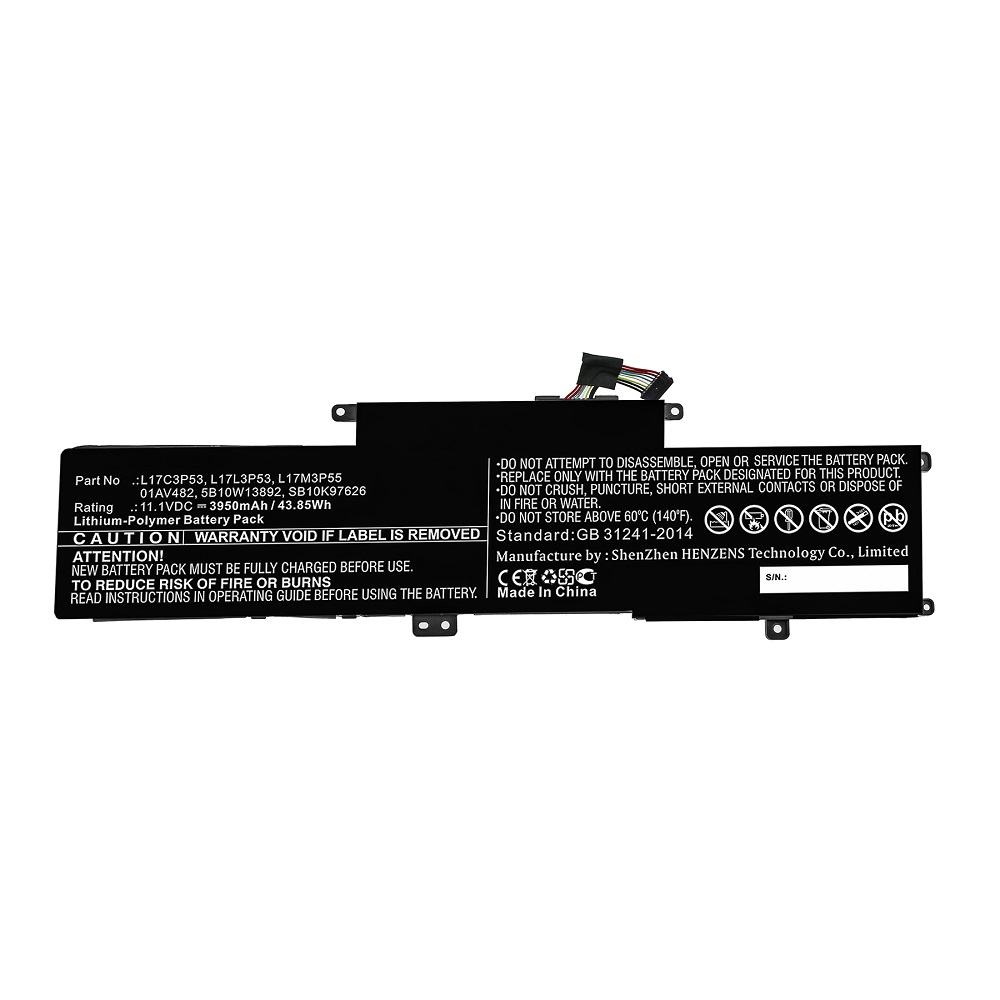 Synergy Digital Laptop Battery, Compatible with Lenovo L17C3P53 Laptop Battery (Li-Pol, 11.1V, 3950mAh)