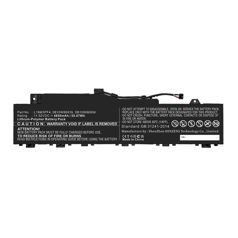 Synergy Digital Laptop Battery, Compatible with Lenovo L19M3PF4 Laptop Battery (Li-Pol, 11.52V, 4850mAh)