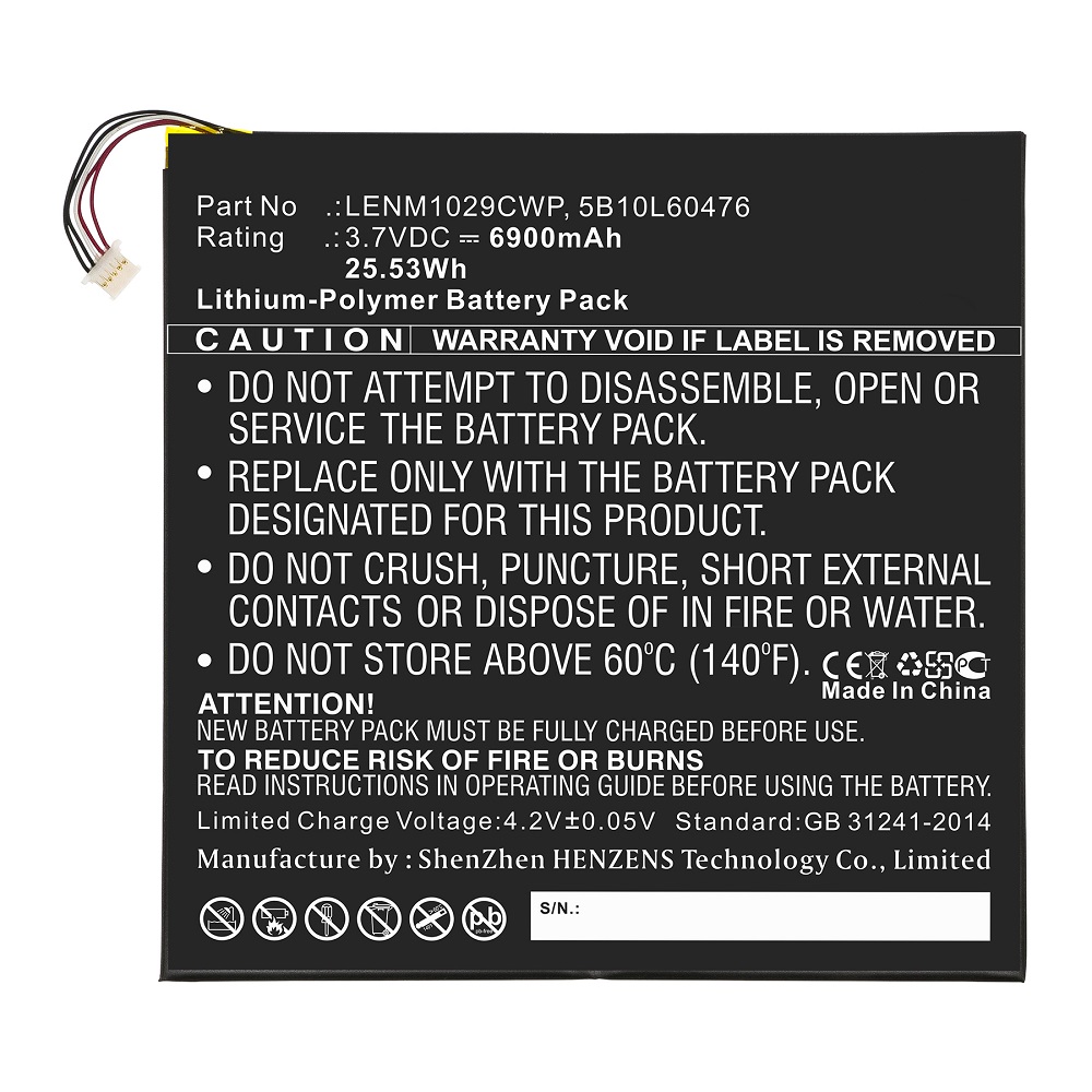 Synergy Digital Laptop Battery, Compatible with Lenovo LENM1029CWP Laptop Battery (Li-Pol, 3.7V, 6900mAh)