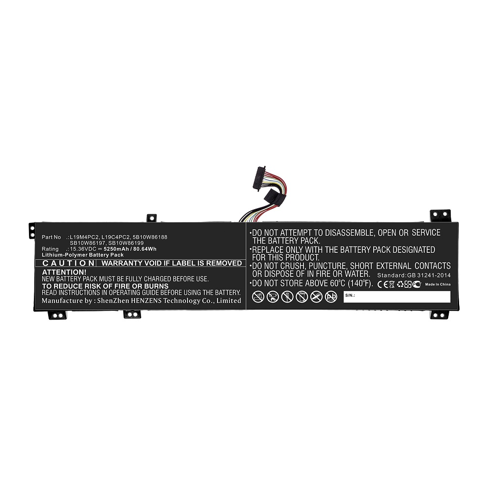 Synergy Digital Laptop Battery, Compatible with Lenovo L19C4PC1 Laptop Battery (Li-Pol, 15.36V, 5250mAh)