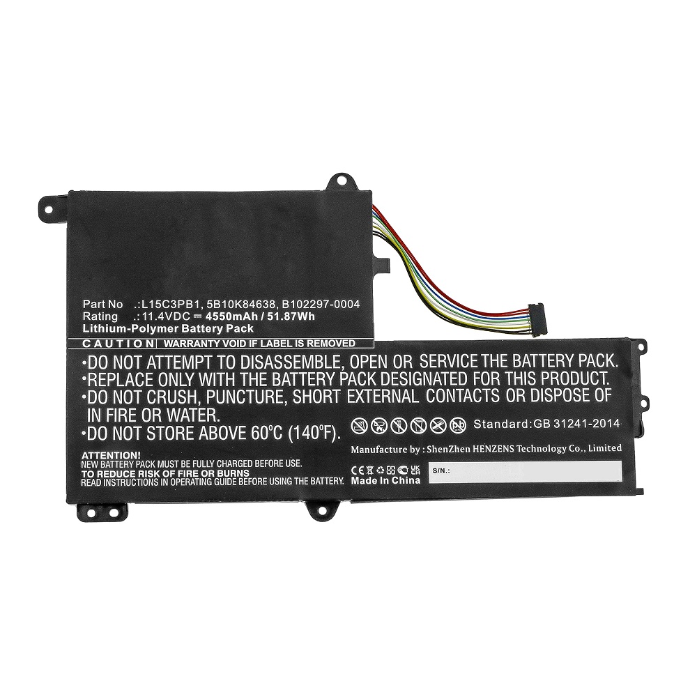 Synergy Digital Laptop Battery, Compatible with Lenovo L15C3PB1 Laptop Battery (Li-Pol, 11.4V, 4550mAh)