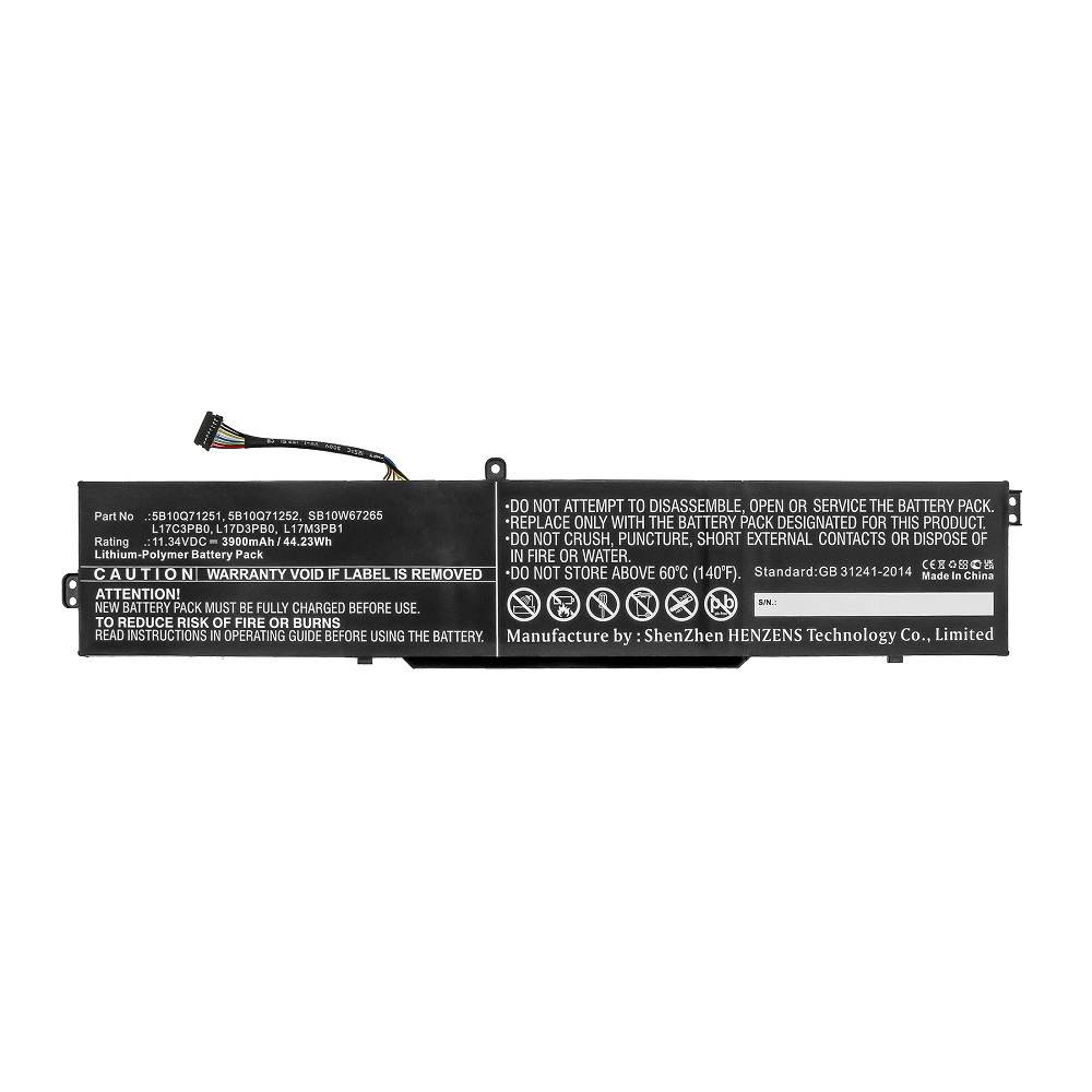 Synergy Digital Laptop Battery, Compatible with Lenovo L17C3PB0 Laptop Battery (Li-Pol, 11.34V, 3900mAh)