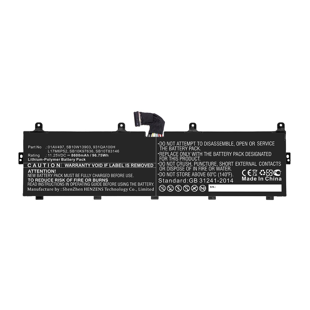 Synergy Digital Laptop Battery, Compatible with Lenovo L17M6P52 Laptop Battery (Li-Pol, 11.25V, 8600mAh)