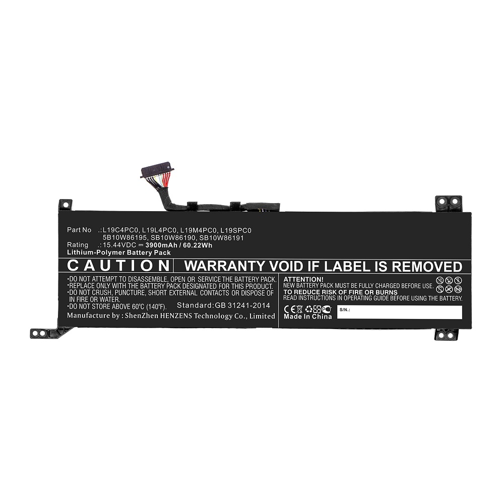 Synergy Digital Laptop Battery, Compatible with Lenovo L19C4PC0 Laptop Battery (Li-Pol, 15.44V, 3900mAh)