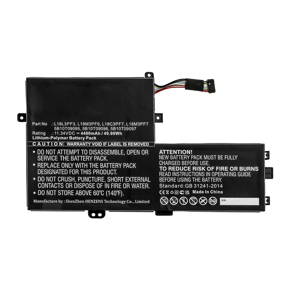 Synergy Digital Laptop Battery, Compatible with Lenovo L18C3PF7 Laptop Battery (Li-Pol, 11.34V, 4400mAh)