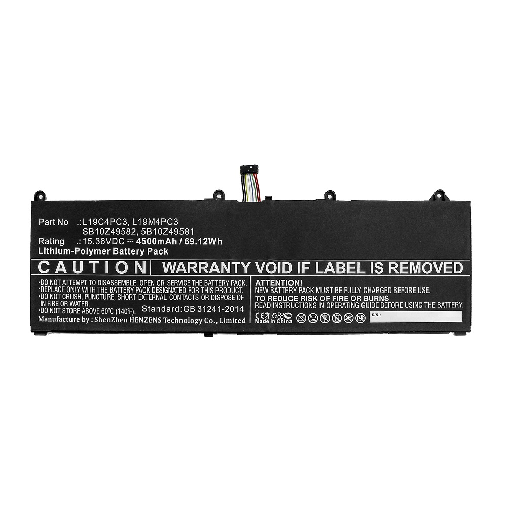 Synergy Digital Laptop Battery, Compatible with Lenovo L19C4PC3 Laptop Battery (Li-Pol, 15.36V, 4500mAh)