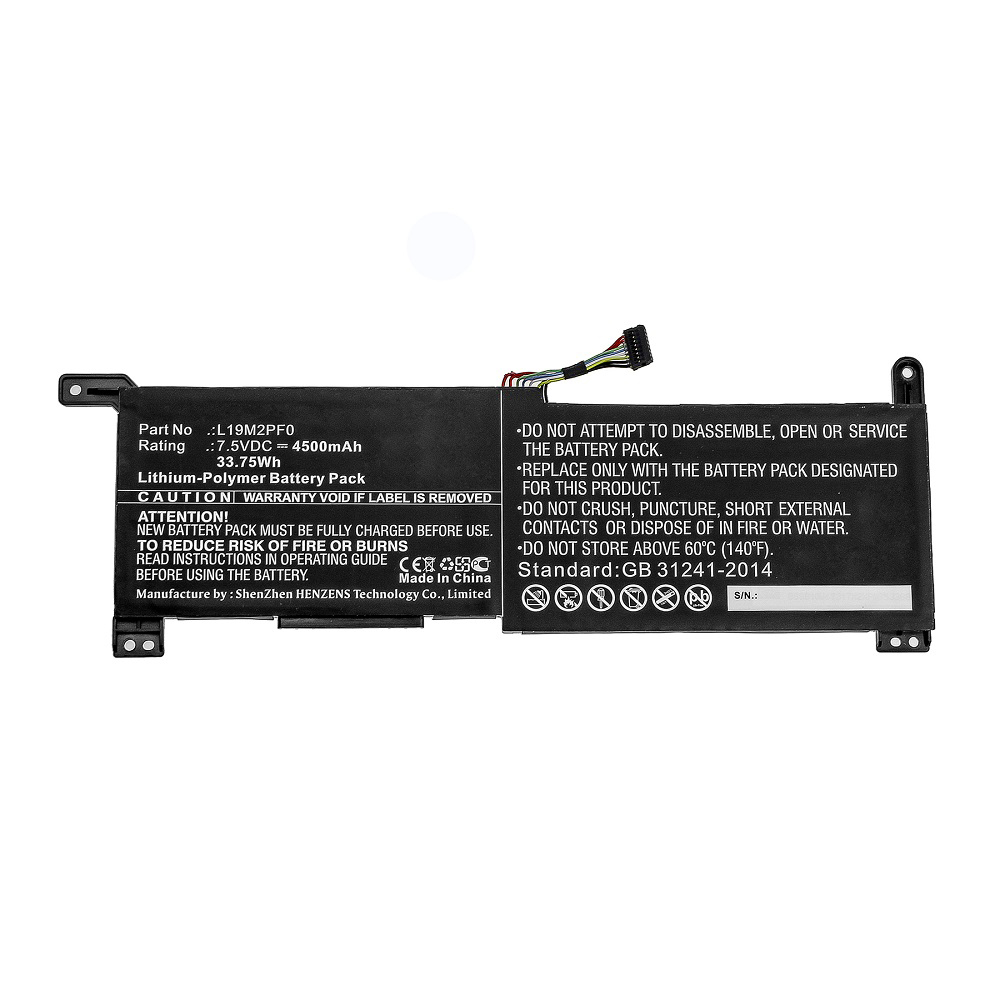 Synergy Digital Laptop Battery, Compatible with Lenovo L19M2PF0 Laptop Battery (Li-Pol, 7.5V, 4500mAh)