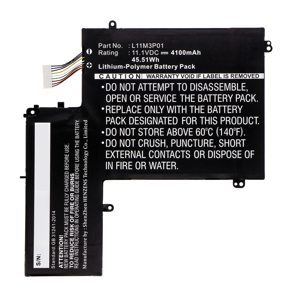 Synergy Digital Laptop Battery, Compatible with Lenovo L11M3P01 Laptop Battery (Li-Pol, 11.1V, 4100mAh)