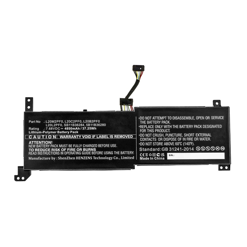 Synergy Digital Laptop Battery, Compatible with Lenovo L20B2PF0 Laptop Battery (Li-Pol, 7.68V, 4850mAh)
