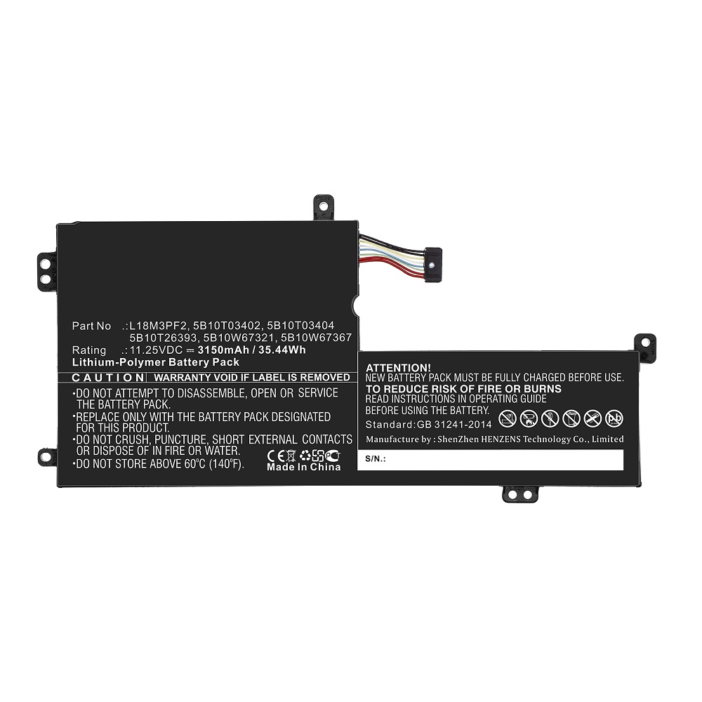 Synergy Digital Laptop Battery, Compatible with Lenovo L18C3PF2 Laptop Battery (Li-Pol, 11.25V, 3150mAh)