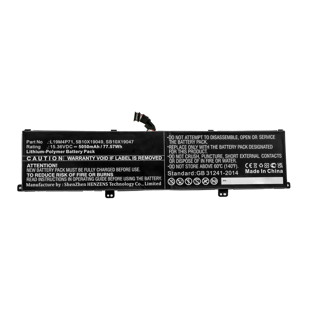 Synergy Digital Laptop Battery, Compatible with Lenovo L19M4P71 Laptop Battery (Li-Pol, 15.36V, 5050mAh)