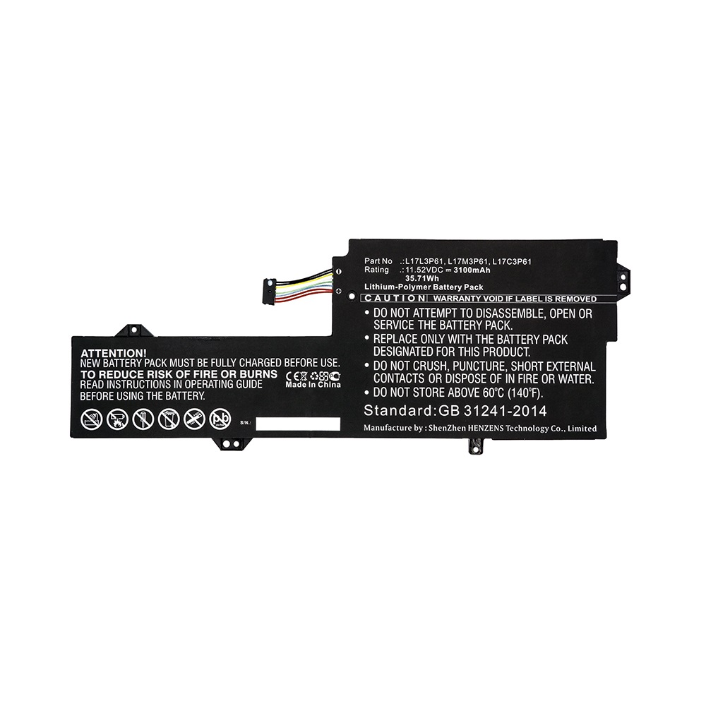 Synergy Digital Laptop Battery, Compatible with Lenovo L17C3P61 Laptop Battery (Li-Pol, 11.52V, 3100mAh)