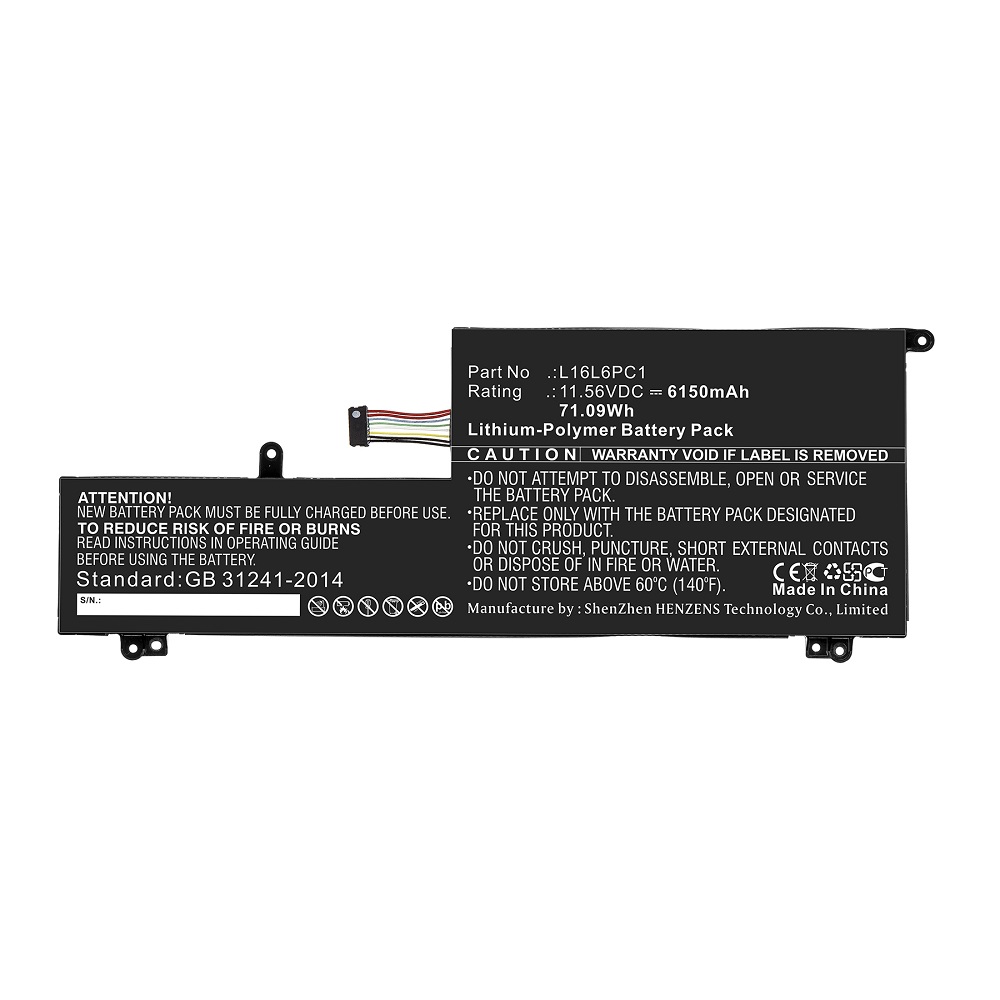 Synergy Digital Laptop Battery, Compatible with Lenovo L16C6PC1 Laptop Battery (Li-Pol, 11.56V, 6150mAh)