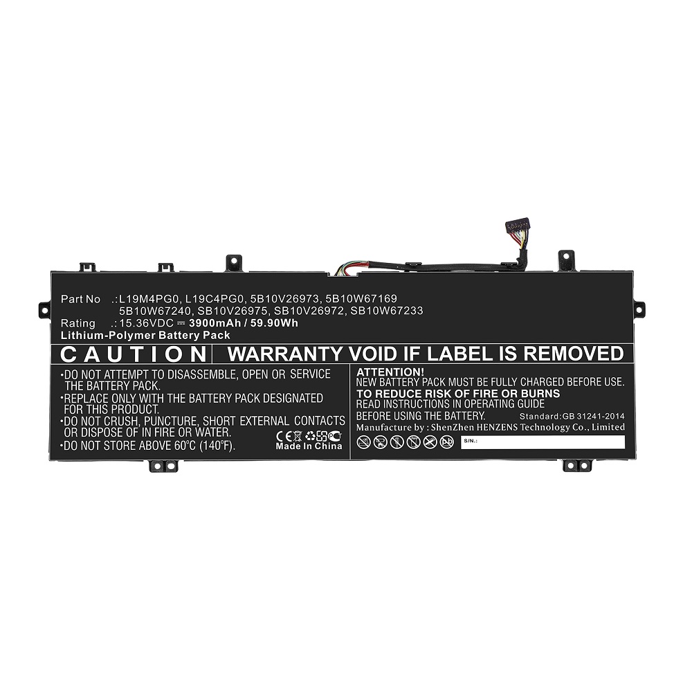 Synergy Digital Laptop Battery, Compatible with Lenovo L19C4PG0 Laptop Battery (Li-Pol, 15.36V, 3900mAh)