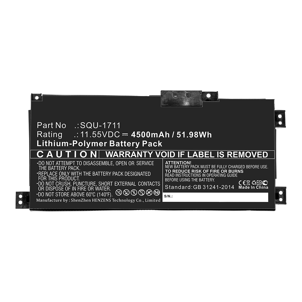 Synergy Digital Laptop Battery, Compatible with Thunderobot SQU-1711 Laptop Battery (Li-Pol, 11.55V, 4500mAh)