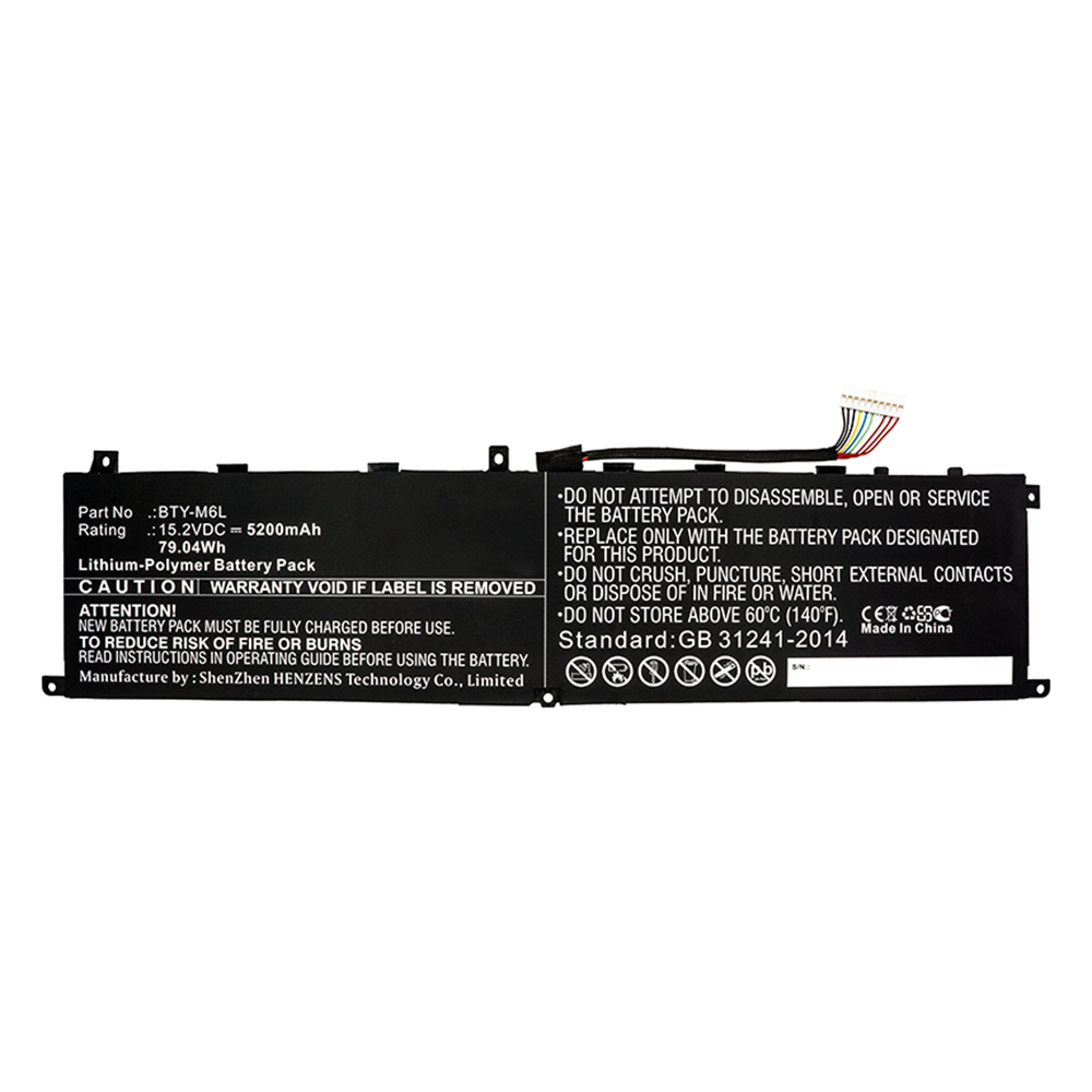 Synergy Digital Laptop Battery, Compatible with BTY-M6L Laptop Battery (15.2V, Li-Pol, 5200mAh)