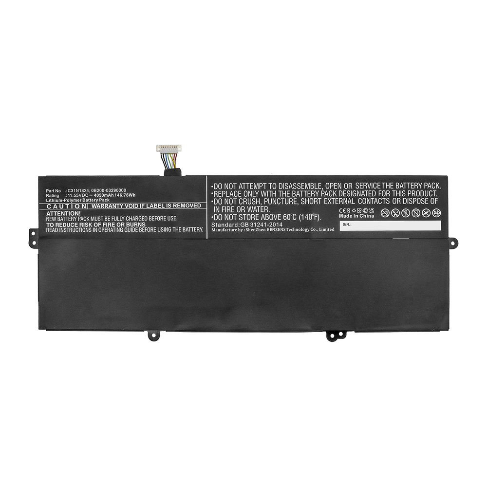 Synergy Digital Laptop Battery, Compatible with Asus C31N1824 Laptop Battery (Li-Pol, 11.55V, 4050mAh)