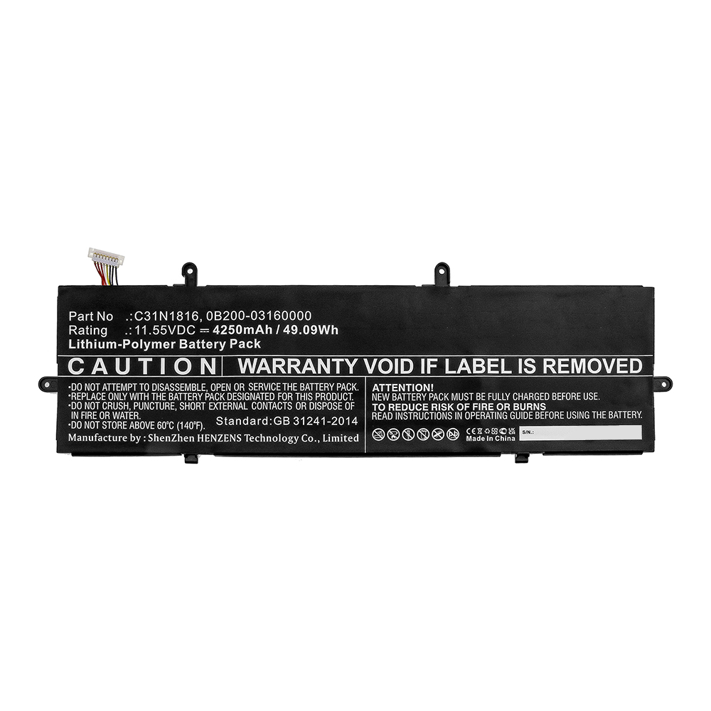 Synergy Digital Laptop Battery, Compatible with Asus C31N1816 Laptop Battery (Li-Pol, 11.55V, 4250mAh)