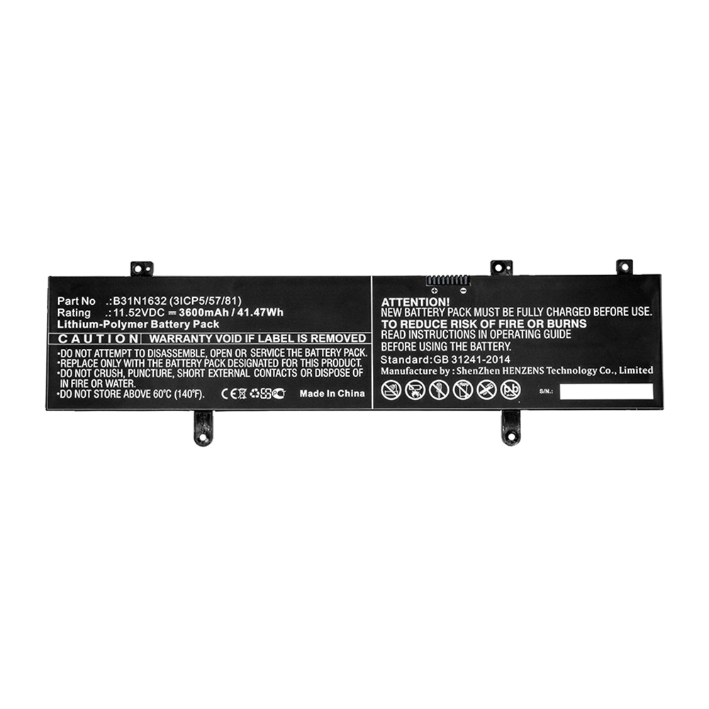 Synergy Digital Laptop Battery, Compatible with Asus B31N1632 (3ICP5/57/81) Laptop Battery (Li-Pol, 11.52V, 3600mAh)