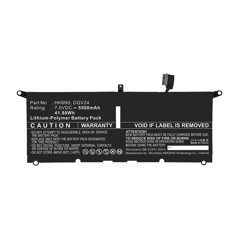 Synergy Digital Laptop Battery, Compatible with DELL DGV24 Laptop Battery (Li-Pol, 7.6V, 5500mAh)