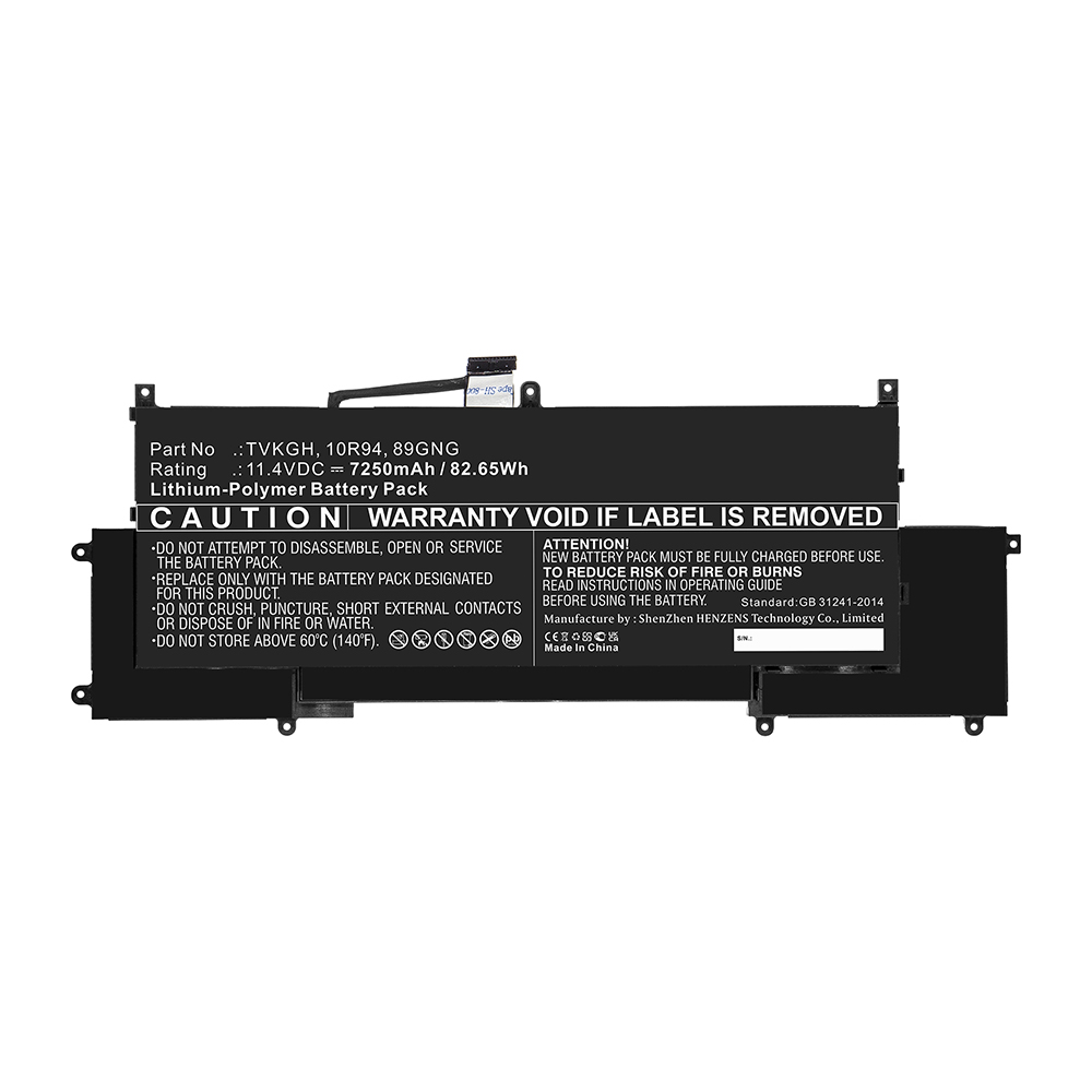 Synergy Digital Laptop Battery, Compatible with DELL TVKGH Laptop Battery (Li-Pol, 11.4V, 7250mAh)