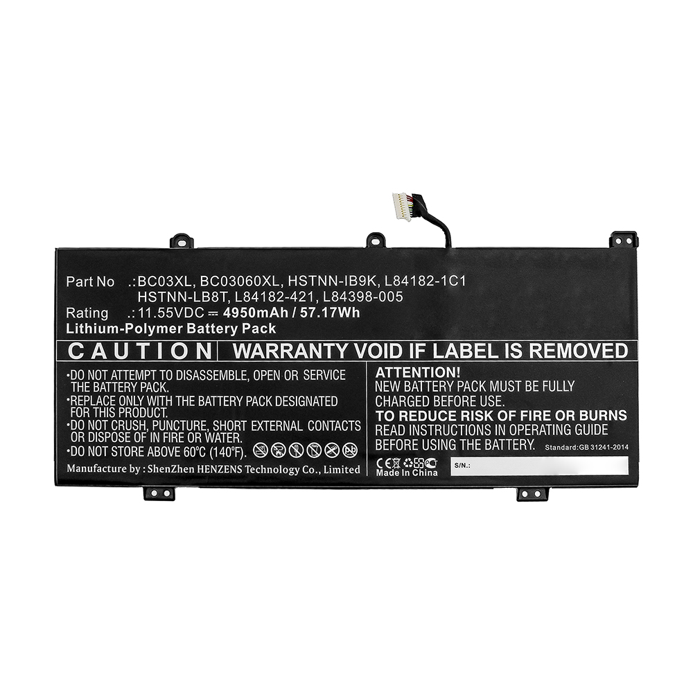 Synergy Digital Laptop Battery, Compatible with HP BC03XL Laptop Battery (Li-Pol, 11.55V, 4950mAh)