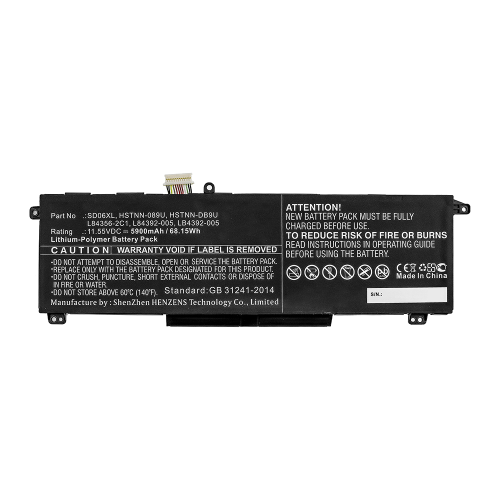 Synergy Digital Laptop Battery, Compatible with HP SD06XL Laptop Battery (Li-Pol, 11.55V, 5900mAh)