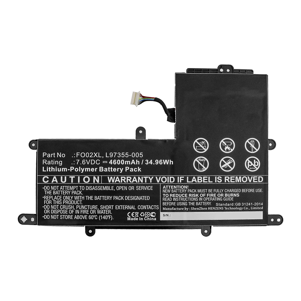 Synergy Digital Laptop Battery, Compatible with HP FO02XL Laptop Battery (Li-Pol, 7.6V, 4600mAh)