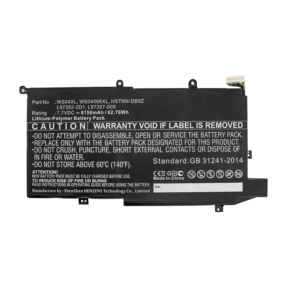 Synergy Digital Laptop Battery, Compatible with HP WS04XL Laptop Battery (Li-Pol, 7.7V, 8150mAh)