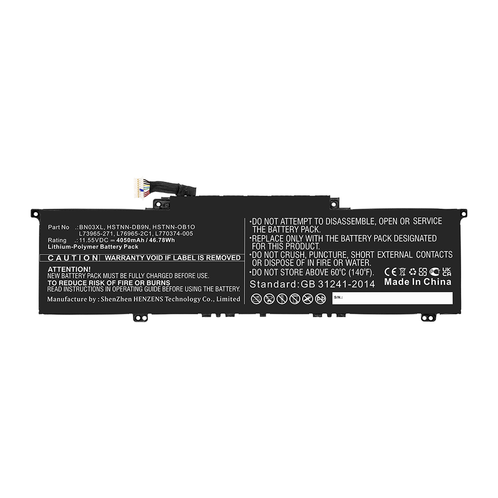 Synergy Digital Laptop Battery, Compatible with HP BN03XL Laptop Battery (Li-Pol, 11.55V, 4050mAh)