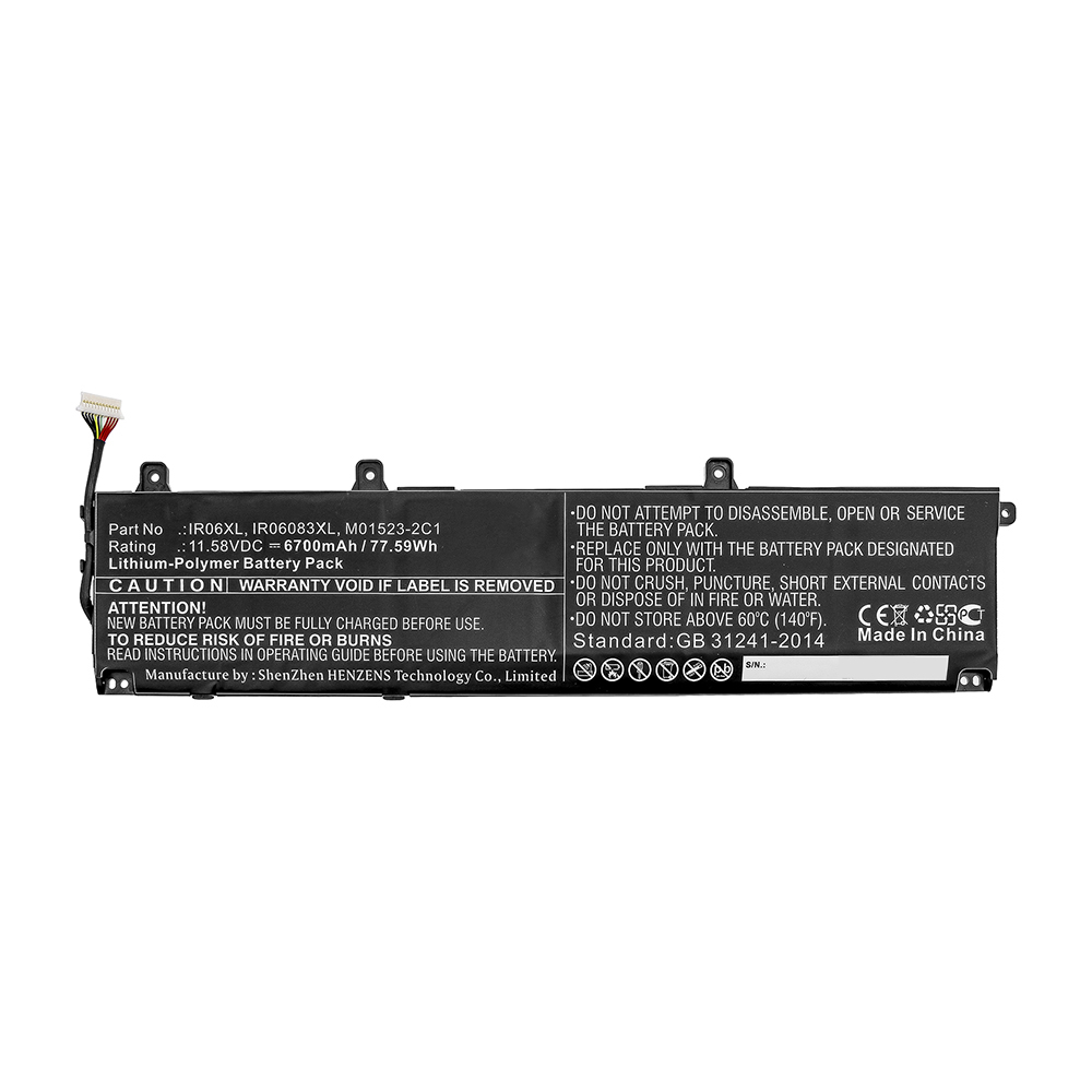 Synergy Digital Laptop Battery, Compatible with HP IR06XL Laptop Battery (Li-Pol, 11.58V, 6700mAh)