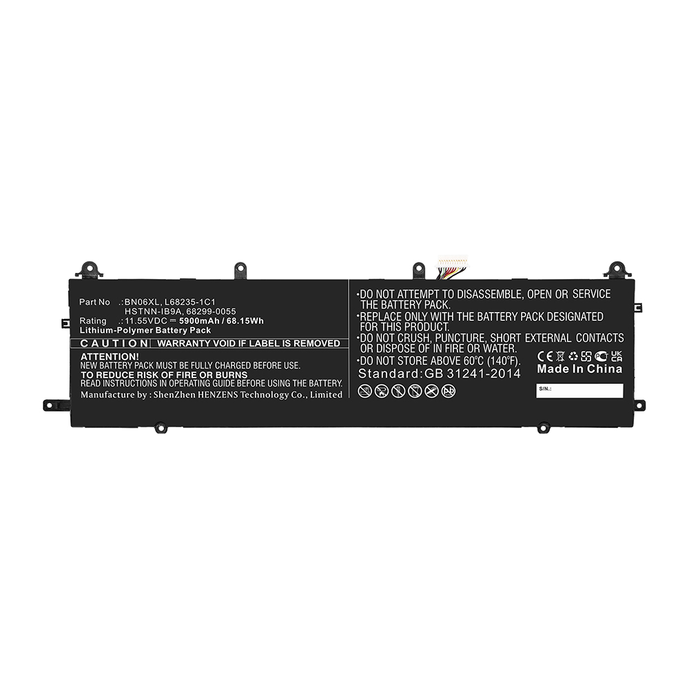 Synergy Digital Laptop Battery, Compatible with HP BN06XL Laptop Battery (Li-Pol, 11.55V, 5900mAh)