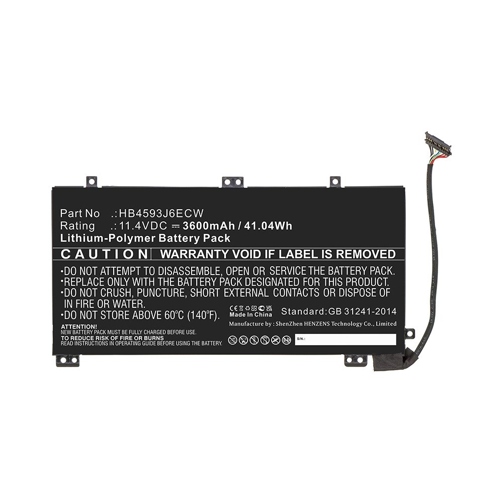 Synergy Digital Laptop Battery, Compatible with Huawei HB4593J6ECW Laptop Battery (Li-Pol, 11.4V, 3600mAh)