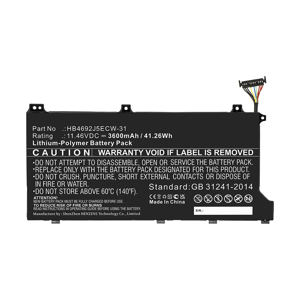 Synergy Digital Laptop Battery, Compatible with Huawei HB4692J5ECW-31 Laptop Battery (Li-Pol, 11.46V, 3600mAh)