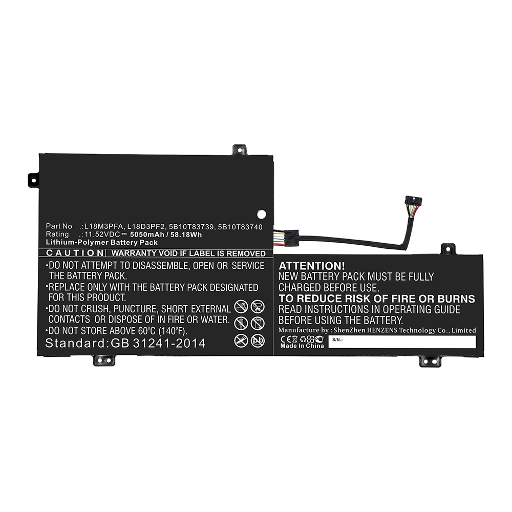 Synergy Digital Laptop Battery, Compatible with Lenovo L18D3PF2 Laptop Battery (Li-Pol, 11.52V, 5050mAh)