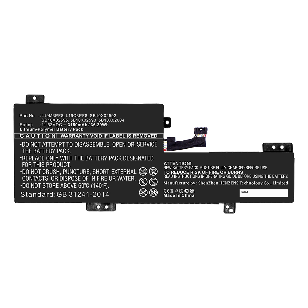 Synergy Digital Laptop Battery, Compatible with Lenovo 5B10X02593 Laptop Battery (Li-Pol, 11.52V, 3150mAh)