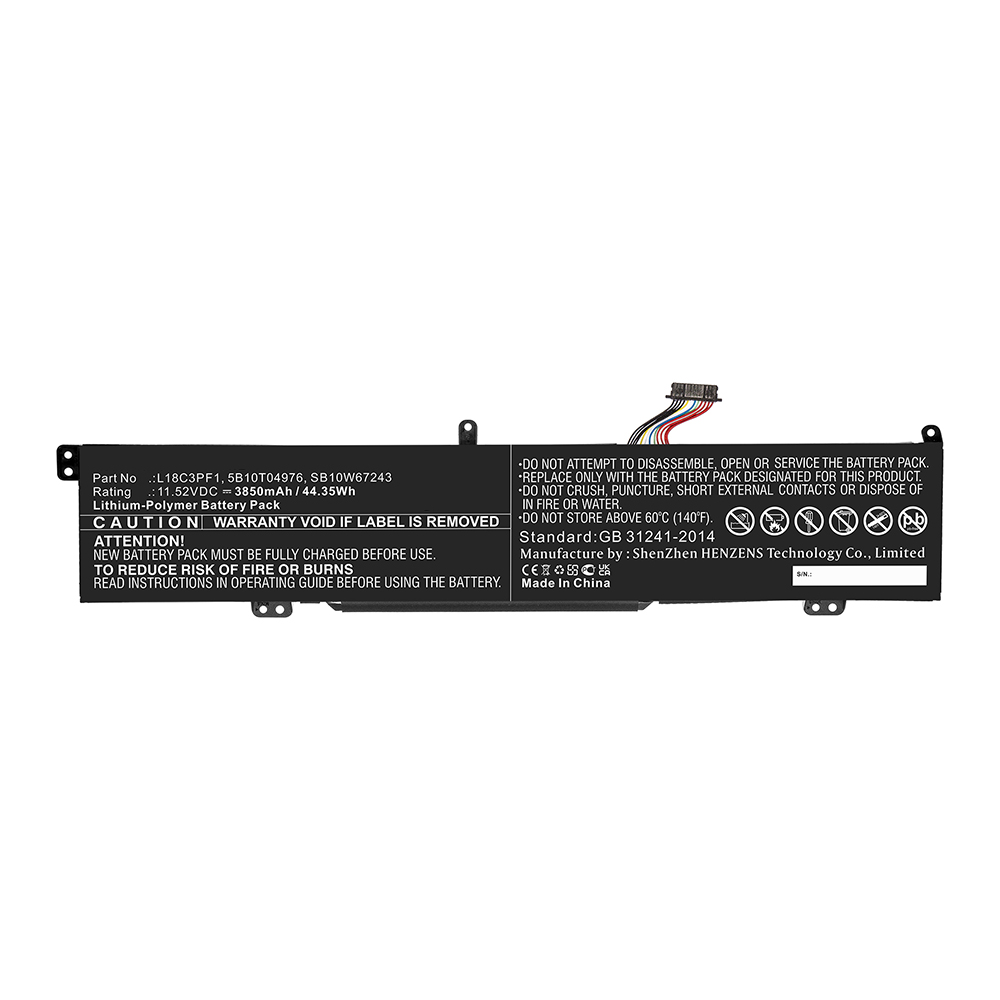 Synergy Digital Laptop Battery, Compatible with Lenovo L18C3PF1 Laptop Battery (Li-Pol, 11.52V, 3850mAh)