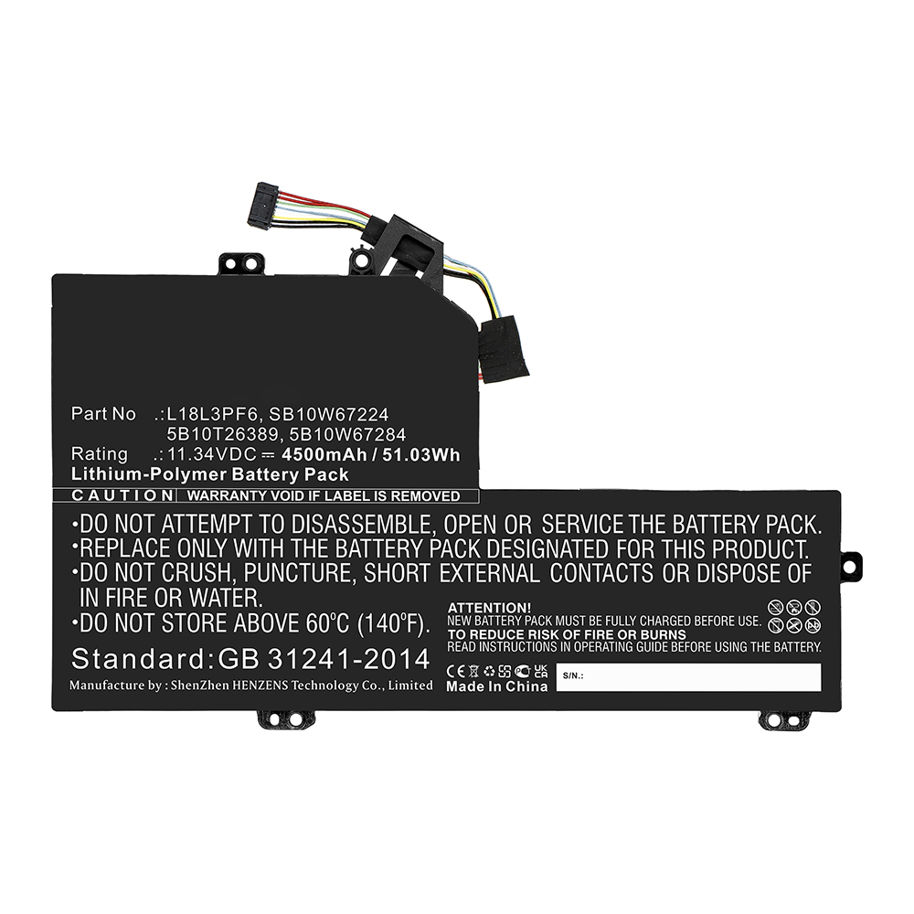 Synergy Digital Laptop Battery, Compatible with Lenovo 5B10T26389 Laptop Battery (Li-Pol, 11.34V, 4500mAh)