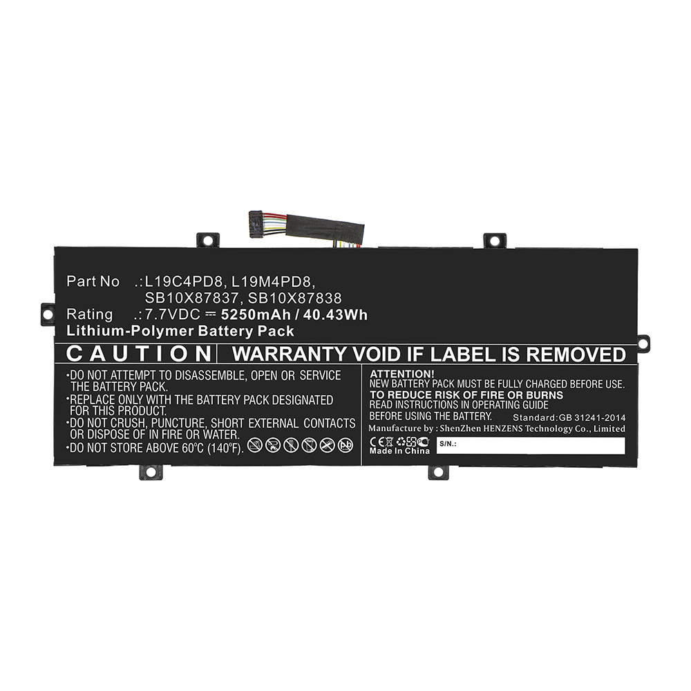 Synergy Digital Laptop Battery, Compatible with Lenovo L19C4PD8 Laptop Battery (Li-Pol, 7.7V, 5250mAh)