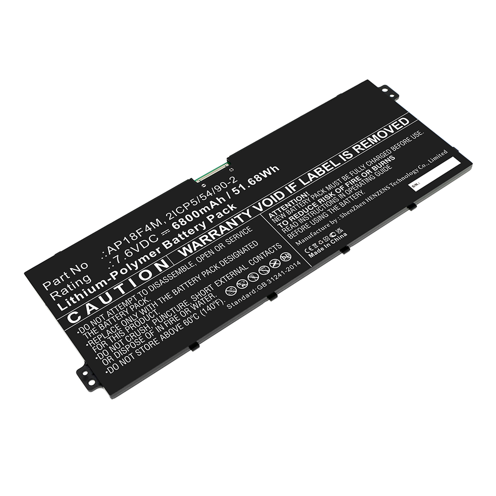 Synergy Digital Laptop Battery, Compatible with Acer AP18F4M Laptop Battery (Li-Pol, 7.6V, 6800mAh)