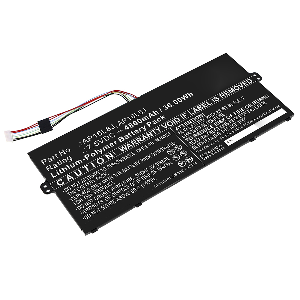 Synergy Digital Laptop Battery, Compatible with Acer  AP16L5J Laptop Battery (Li-Pol, 7.5V, 4800mAh)