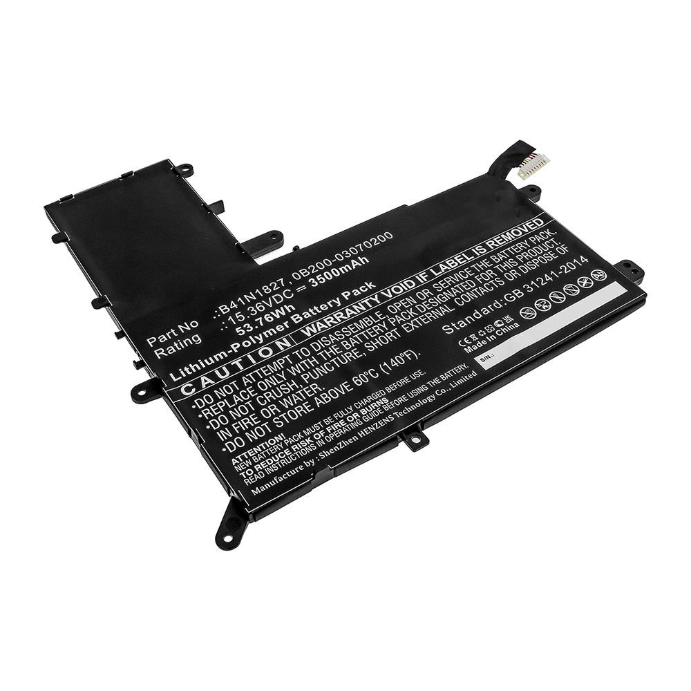 Synergy Digital Laptop Battery, Compatible with Asus  B41N1827 Laptop Battery (Li-Pol, 15.36V, 3500mAh)