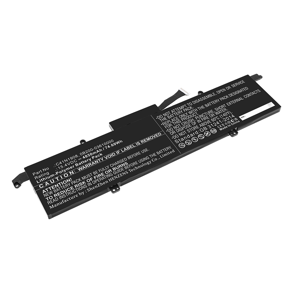 Synergy Digital Laptop Battery, Compatible with Asus C41N1908 Laptop Battery (Li-Pol, 15.4V, 4850mAh)