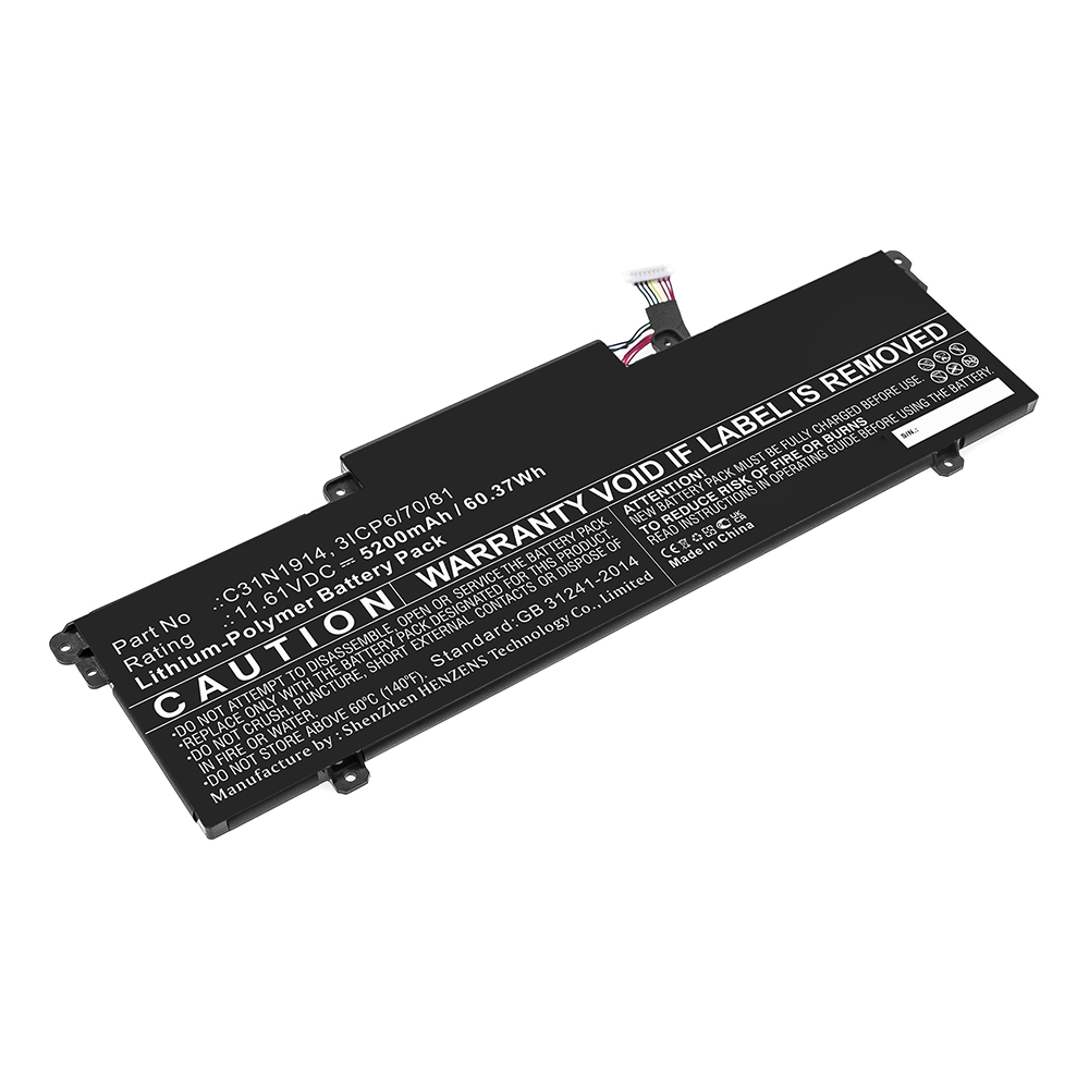 Synergy Digital Laptop Battery, Compatible with Asus C31N1914 Laptop Battery (Li-Pol, 11.61V, 5200mAh)