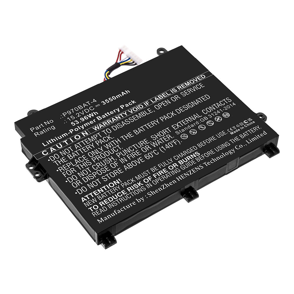 Synergy Digital Laptop Battery, Compatible with Clevo  P970BAT-4 Laptop Battery (Li-Pol, 15.2V, 3550mAh)