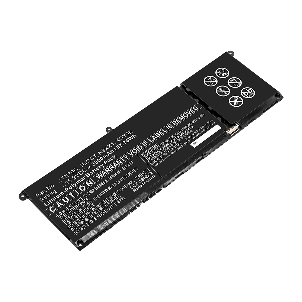 Synergy Digital Laptop Battery, Compatible with DELL  JGCCT Laptop Battery (Li-Pol, 15.2V, 3800mAh)