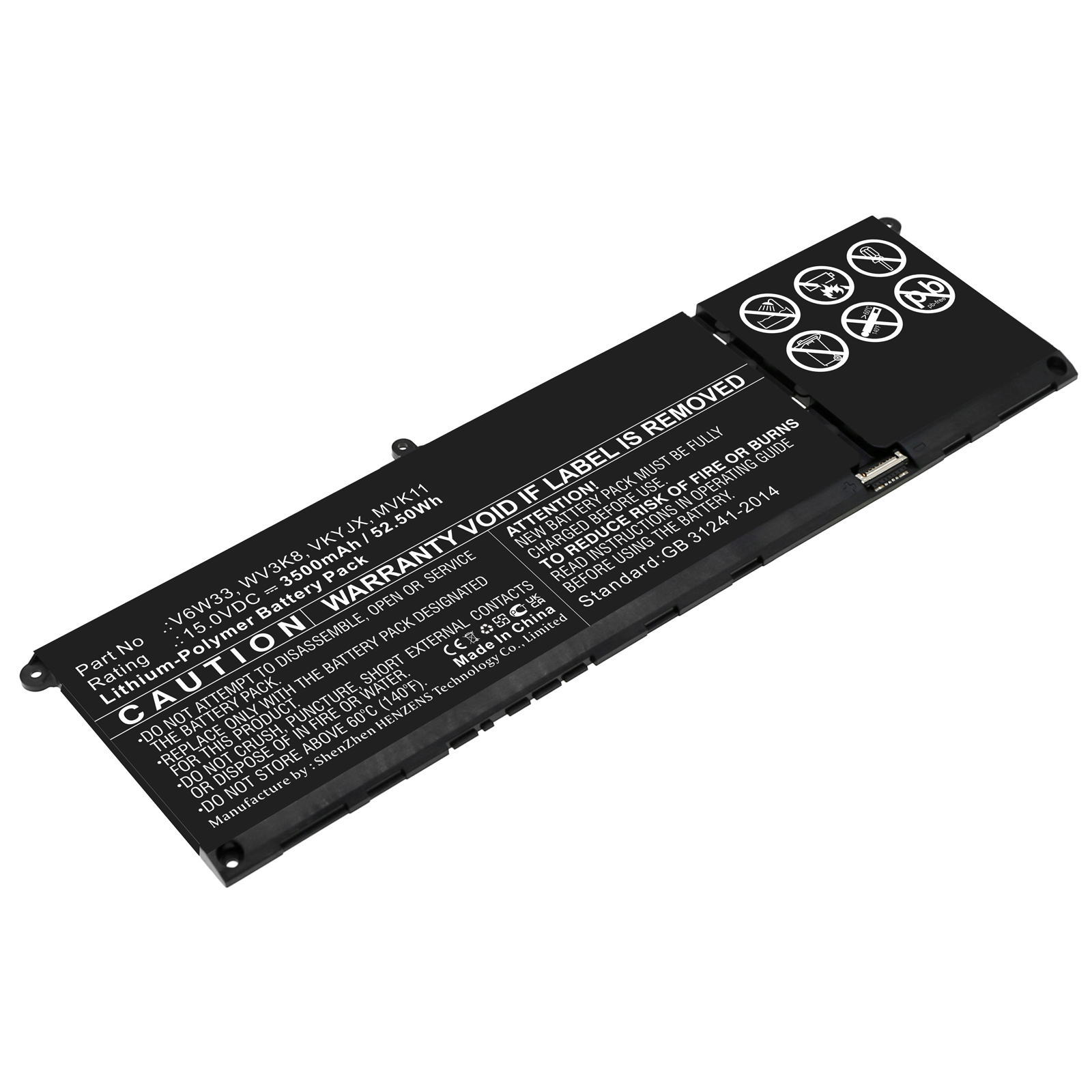 Synergy Digital Laptop Battery, Compatible with DELL 927N5 Laptop Battery (Li-Pol, 15V, 3500mAh)