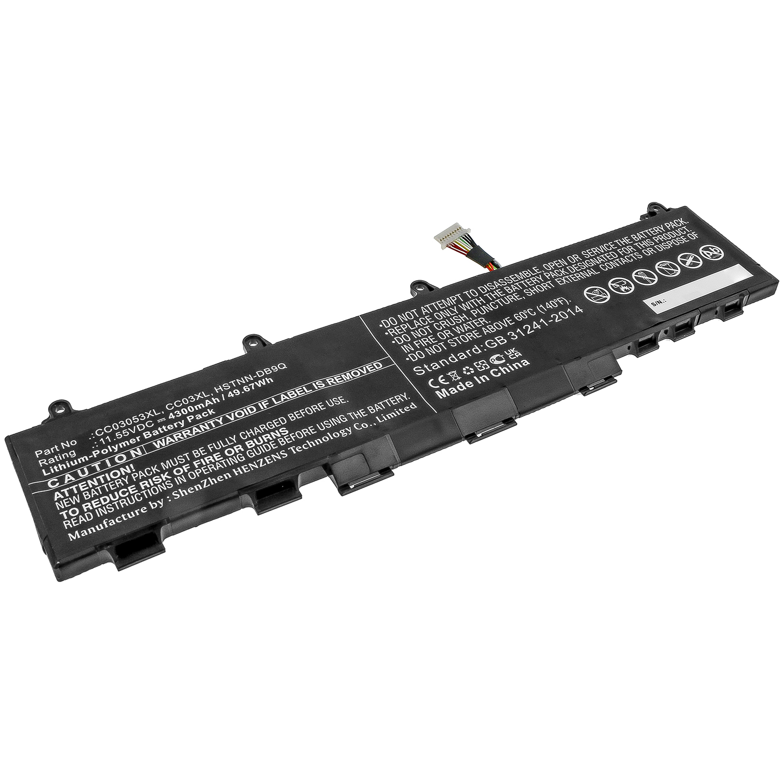 Synergy Digital Laptop Battery, Compatible with HP CC03053XL Laptop Battery (Li-Pol, 11.55V, 4300mAh)